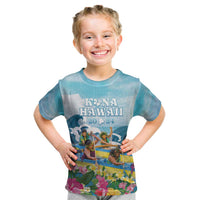 Hawaii Outrigger Canoe Race Kid T Shirt Polynesian Style Watercolor Style