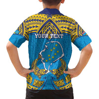 Personalised Tuvalu Independence Day Family Matching Long Sleeve Bodycon Dress and Hawaiian Shirt Coat Of Arms With Polynesian Dolphin Tattoo LT05 - Polynesian Pride