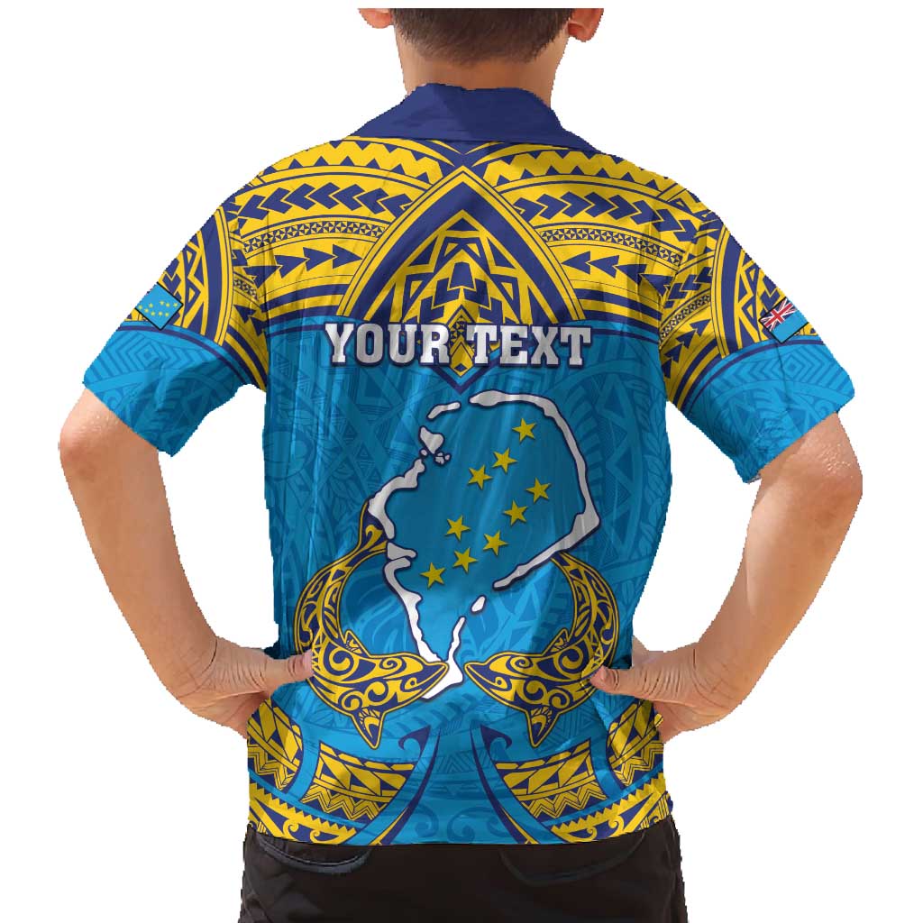 Personalised Tuvalu Independence Day Family Matching Mermaid Dress and Hawaiian Shirt Coat Of Arms With Polynesian Dolphin Tattoo LT05 - Polynesian Pride