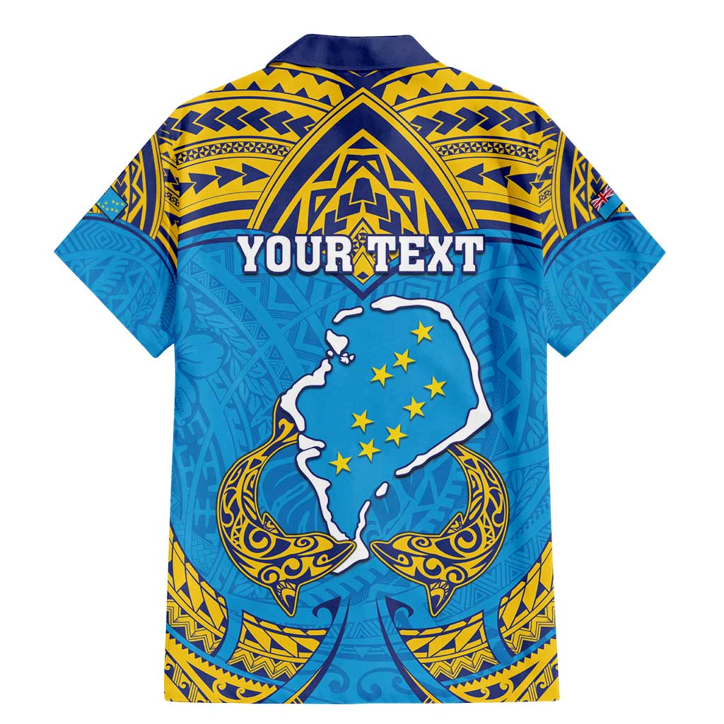 Personalised Tuvalu Independence Day Family Matching Mermaid Dress and Hawaiian Shirt Coat Of Arms With Polynesian Dolphin Tattoo LT05 - Polynesian Pride