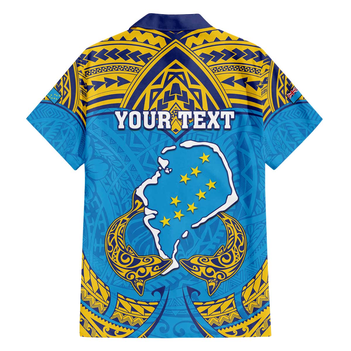 Personalised Tuvalu Independence Day Family Matching Off The Shoulder Long Sleeve Dress and Hawaiian Shirt Coat Of Arms With Polynesian Dolphin Tattoo LT05 - Polynesian Pride