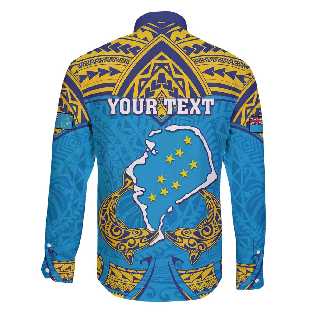 Personalised Tuvalu Independence Day Family Matching Off Shoulder Maxi Dress and Hawaiian Shirt Coat Of Arms With Polynesian Dolphin Tattoo LT05 - Polynesian Pride