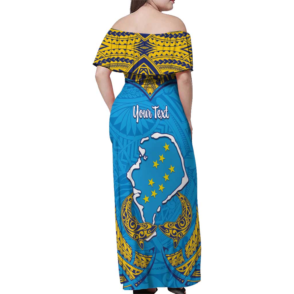 Personalised Tuvalu Independence Day Family Matching Off Shoulder Maxi Dress and Hawaiian Shirt Coat Of Arms With Polynesian Dolphin Tattoo LT05 - Polynesian Pride