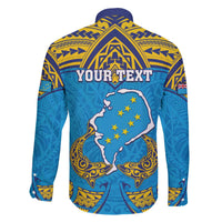Personalised Tuvalu Independence Day Family Matching Off Shoulder Short Dress and Hawaiian Shirt Coat Of Arms With Polynesian Dolphin Tattoo LT05 - Polynesian Pride
