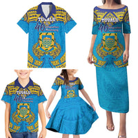 Personalised Tuvalu Independence Day Family Matching Puletasi and Hawaiian Shirt Coat Of Arms With Polynesian Dolphin Tattoo LT05 - Polynesian Pride