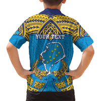 Personalised Tuvalu Independence Day Family Matching Short Sleeve Bodycon Dress and Hawaiian Shirt Coat Of Arms With Polynesian Dolphin Tattoo LT05 - Polynesian Pride