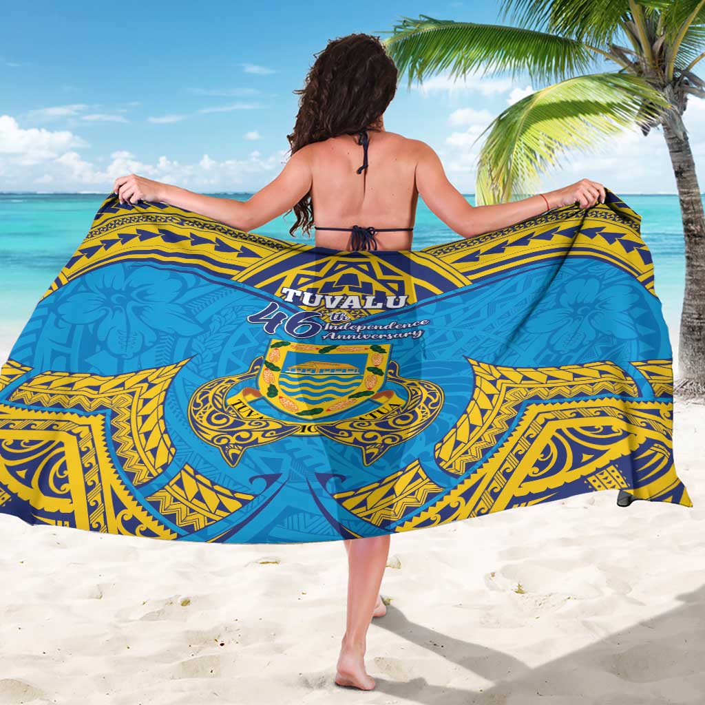 Tuvalu Independence Day Sarong Coat Of Arms With Polynesian Dolphin Tattoo LT05 - Polynesian Pride