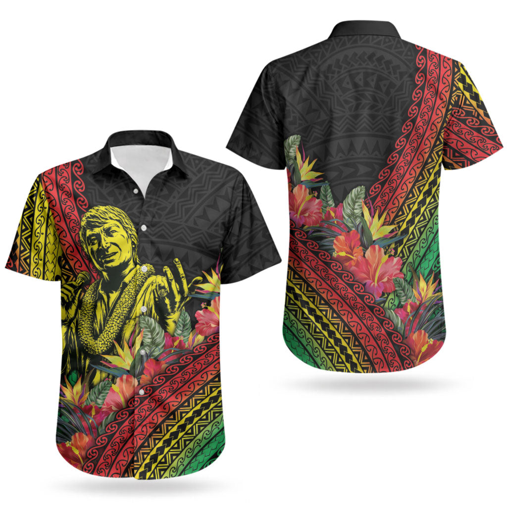 Retro Hawaiian Singer Couples Matching Off The Shoulder Long Sleeve Dress and Hawaiian Shirt Polynesian Style Tropical Flowers LT05 - Polynesian Pride