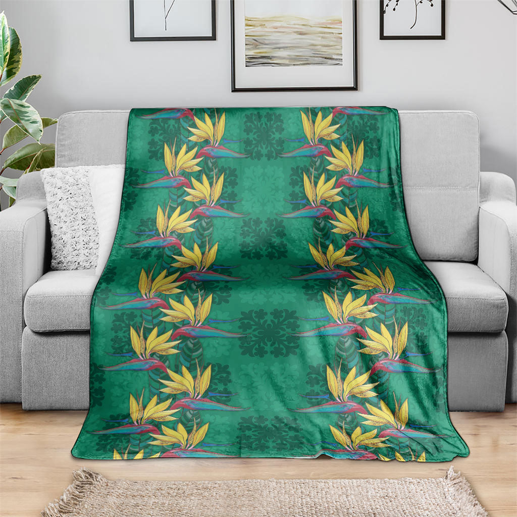 Hawaii Waikiki King Blanket Green Quilt With Pua Manu LT05 - Polynesian Pride
