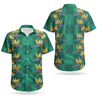 Hawaii Waikiki King Couples Matching Puletasi and Hawaiian Shirt Green Quilt With Pua Manu LT05 - Polynesian Pride
