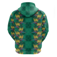 Hawaii Waikiki King Zip Hoodie Green Quilt With Pua Manu LT05 - Polynesian Pride