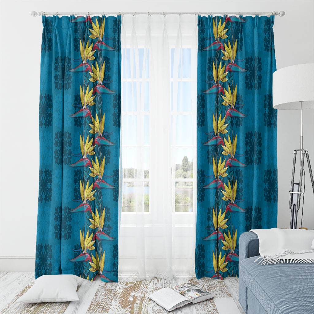 Hawaii Waikiki King Window Curtain Blue Quilt With Pua Manu LT05 - Polynesian Pride