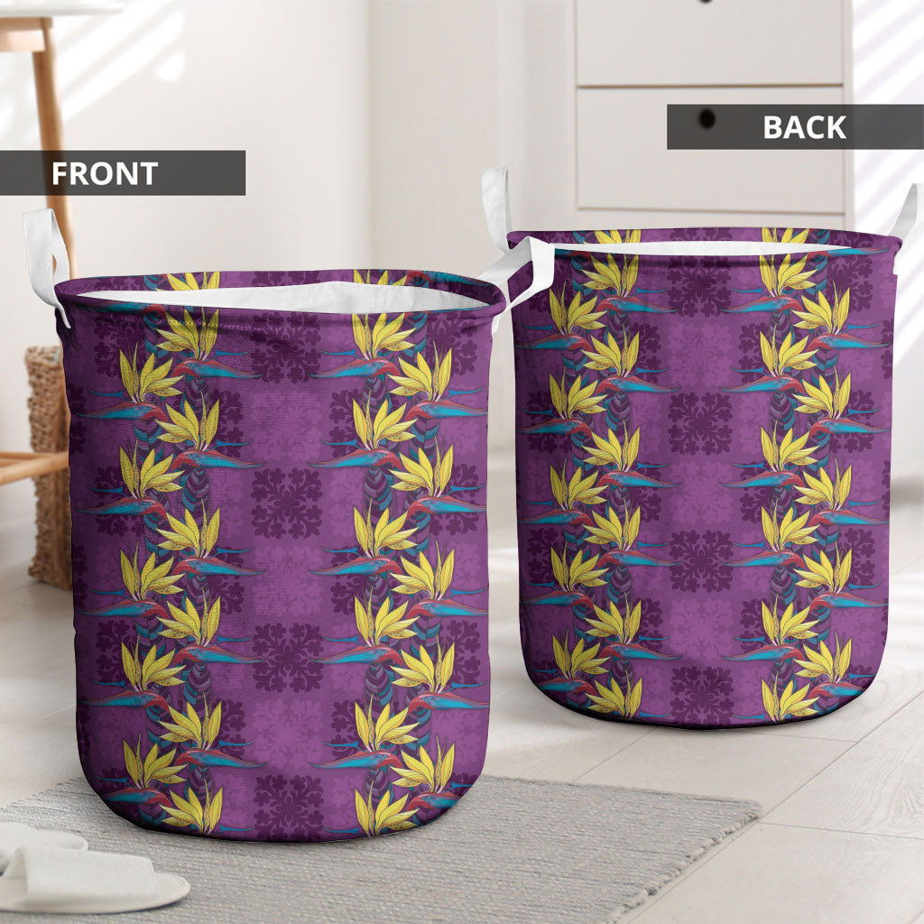 Hawaii Waikiki King Laundry Basket Purple Quilt With Pua Manu LT05 - Polynesian Pride