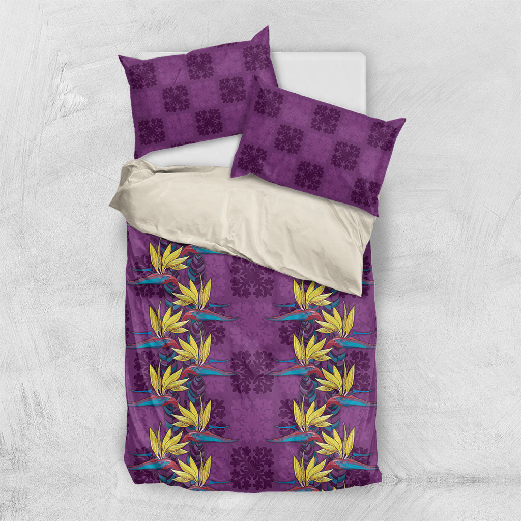 Hawaii Waikiki King Bedding Set Purple Quilt With Pua Manu LT05 US Twin 172cm x 218cm Purple - Polynesian Pride