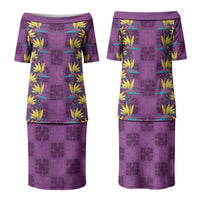 Hawaii Waikiki King Couples Matching Puletasi and Hawaiian Shirt Purple Quilt With Pua Manu LT05 - Polynesian Pride