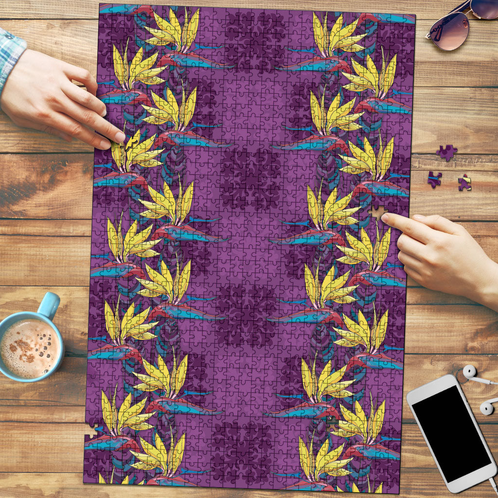 Hawaii Waikiki King Puzzle Purple Quilt With Pua Manu LT05 Purple - Polynesian Pride