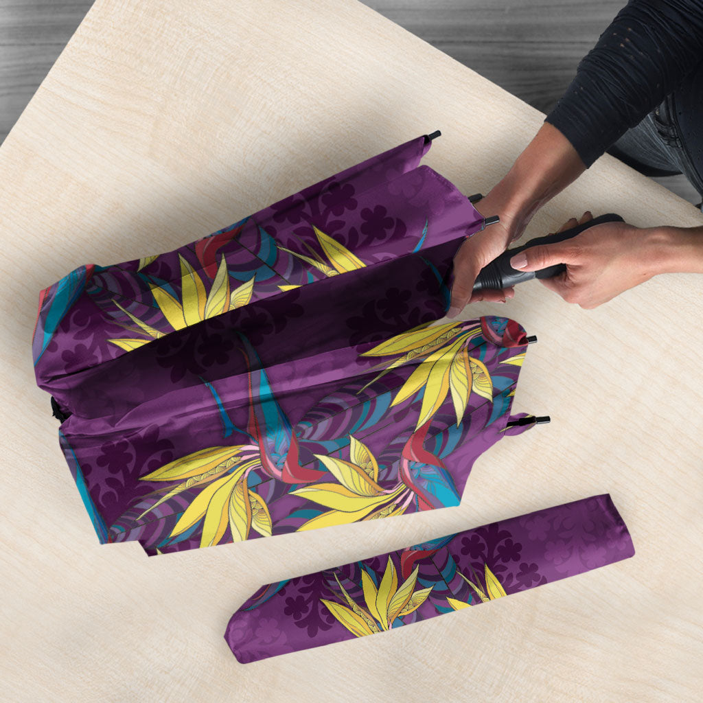 Hawaii Waikiki King Umbrella Purple Quilt With Pua Manu LT05 - Polynesian Pride