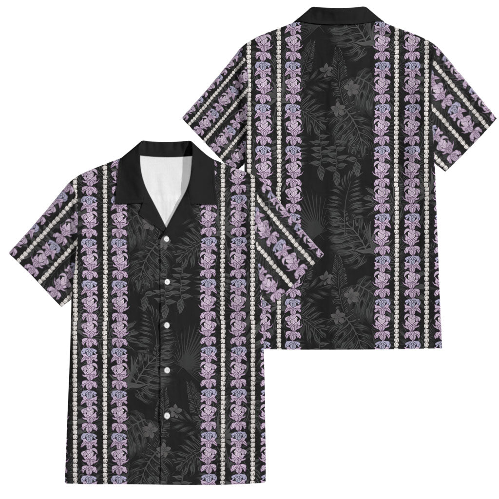 Hawaii Queen Liliuokalani Family Matching Off The Shoulder Long Sleeve Dress and Hawaiian Shirt Hawaiian Lei Pua Kalaunu LT05 Dad's Shirt - Short Sleeve Black - Polynesian Pride