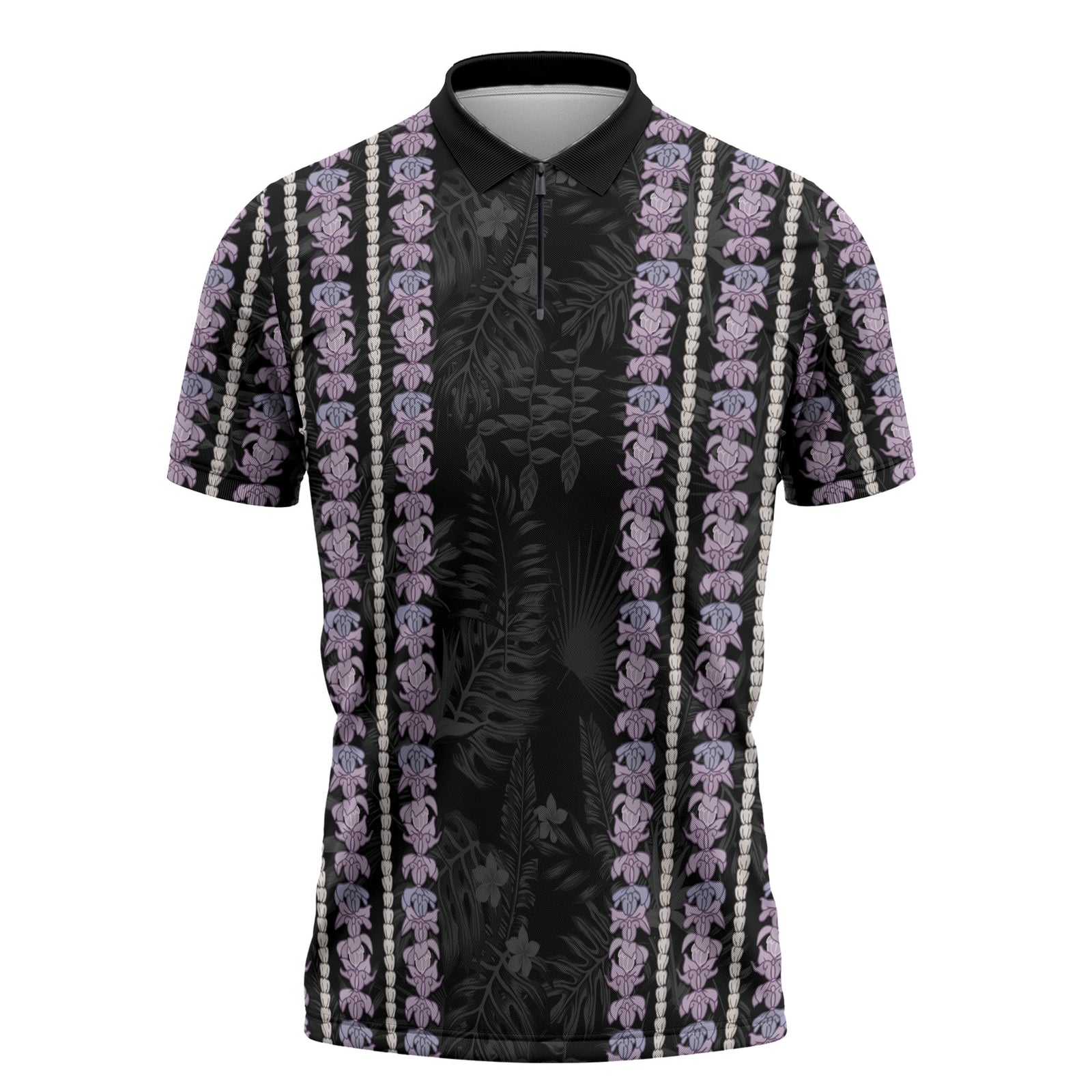 Hawaii Queen Liliuokalani Zipper Polo Shirt Hawaiian Lei Pua Kalaunu