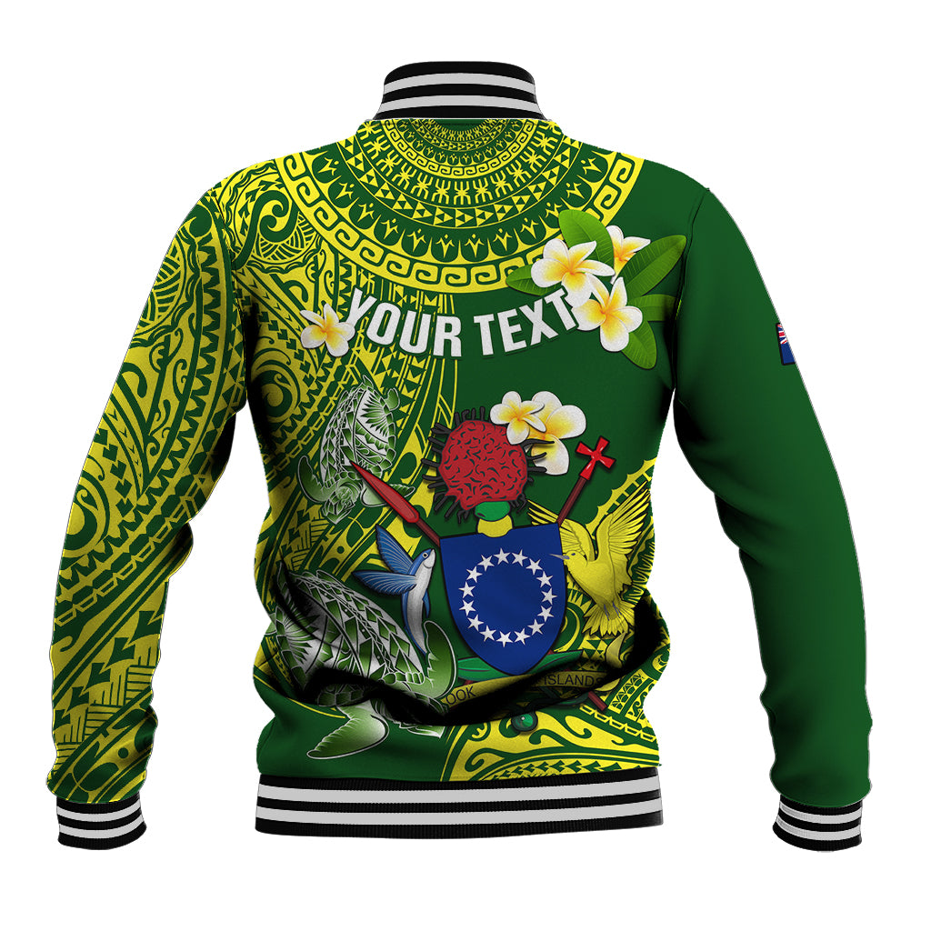 Personalized Cook Islands Baseball Jacket Coat Of Arms Plumeria Polynesian Turtle LT05 - Polynesian Pride