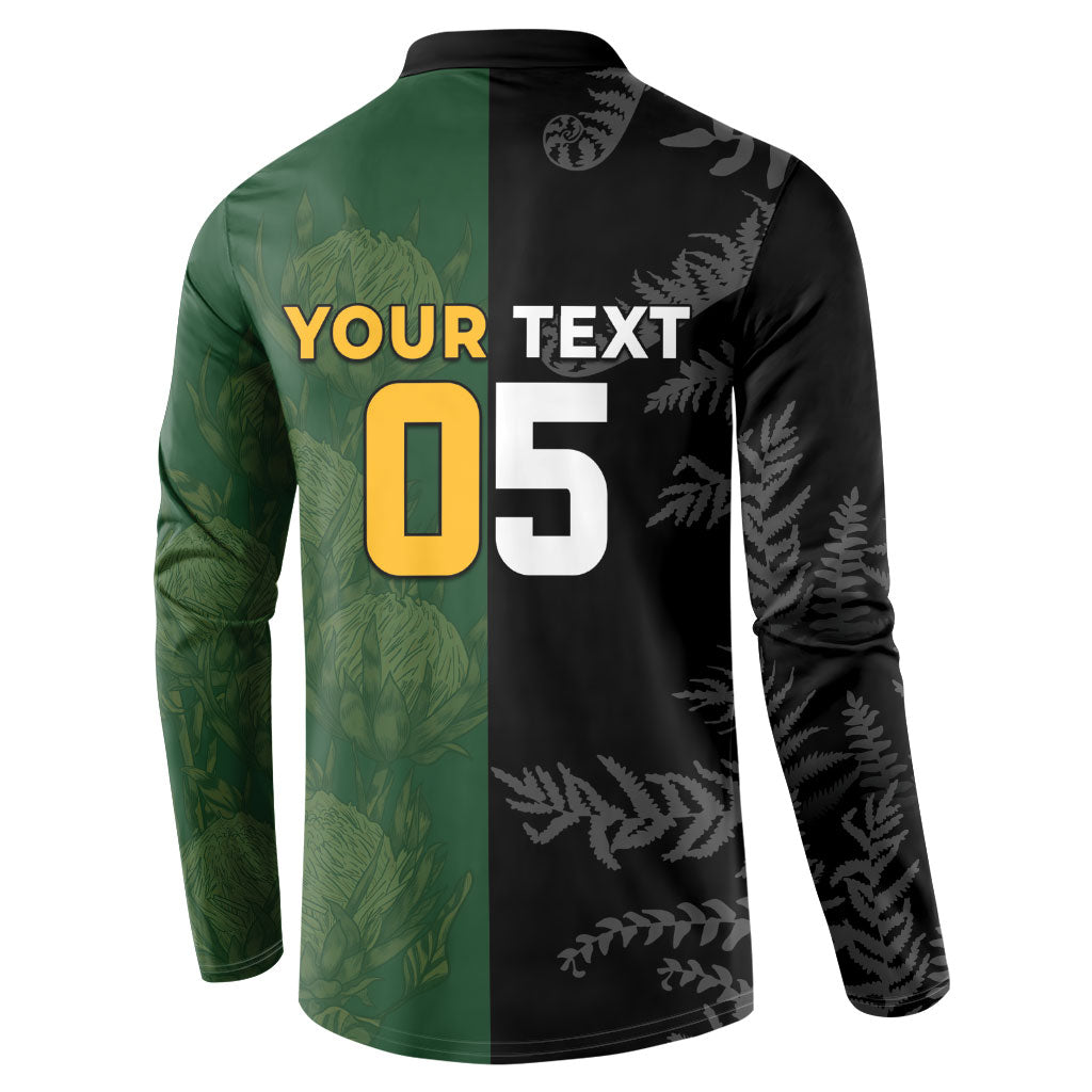 Custom South Africa And New Zealand Button Sweatshirt Springboks And Kiwis Rugby Rivalry LT05 - Polynesian Pride