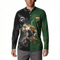 Custom South Africa And New Zealand Button Sweatshirt Springboks And Kiwis Rugby Rivalry LT05 - Polynesian Pride