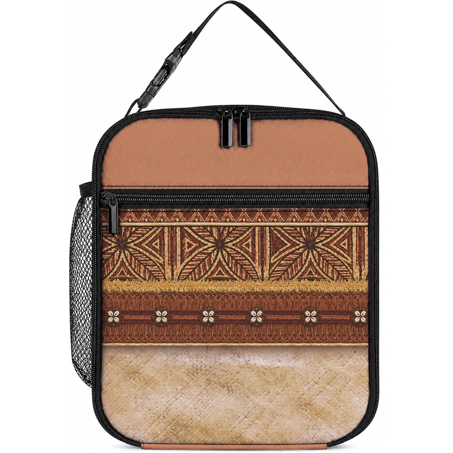 Polynesian Princess Inspired Cosplay Costume Lunch Bag Traditional Tapa Pattern LT05 10.2 × 8.3 × 4.3 inch Brown - Polynesian Pride