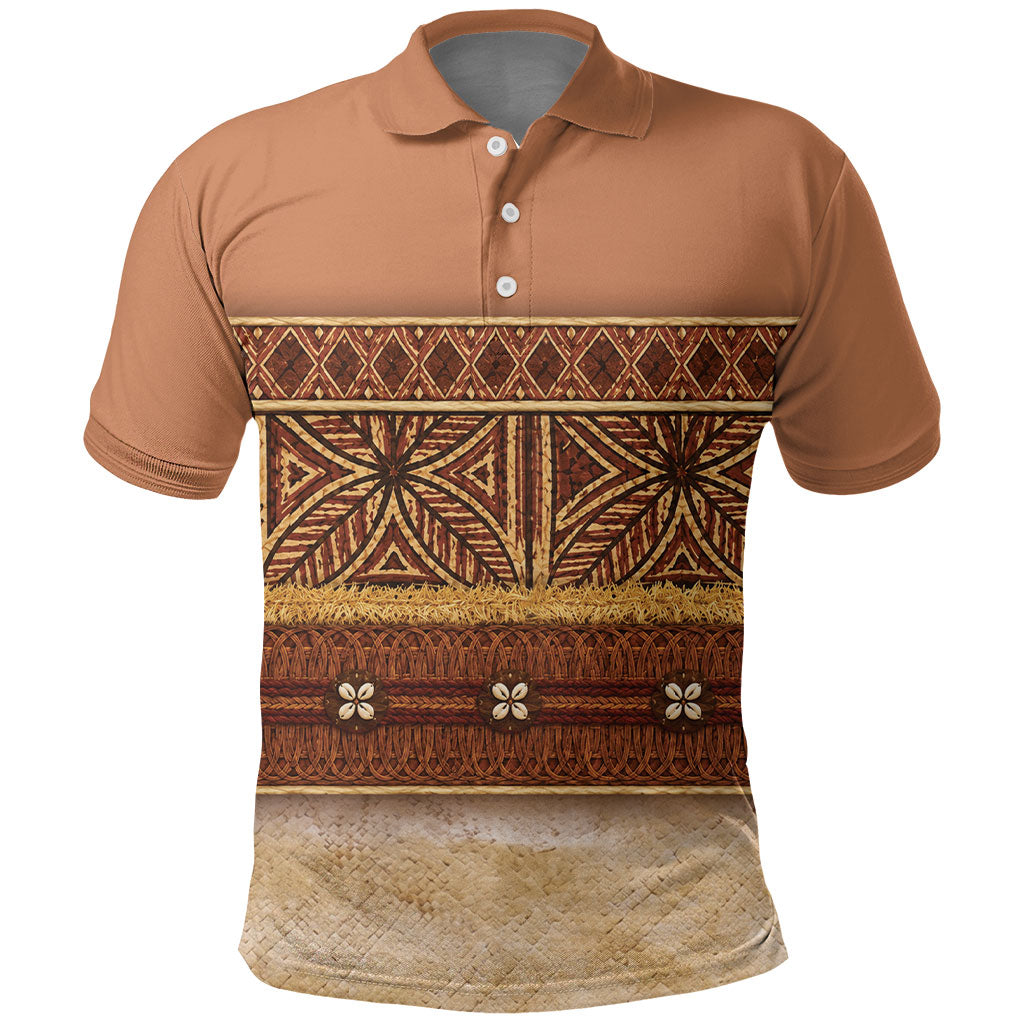 Polynesian Princess Inspired Cosplay Costume Polo Shirt Traditional Tapa Pattern LT05 Brown - Polynesian Pride