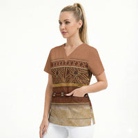 Polynesian Princess Inspired Cosplay Costume Scrub Top Traditional Tapa Pattern LT05 - Polynesian Pride
