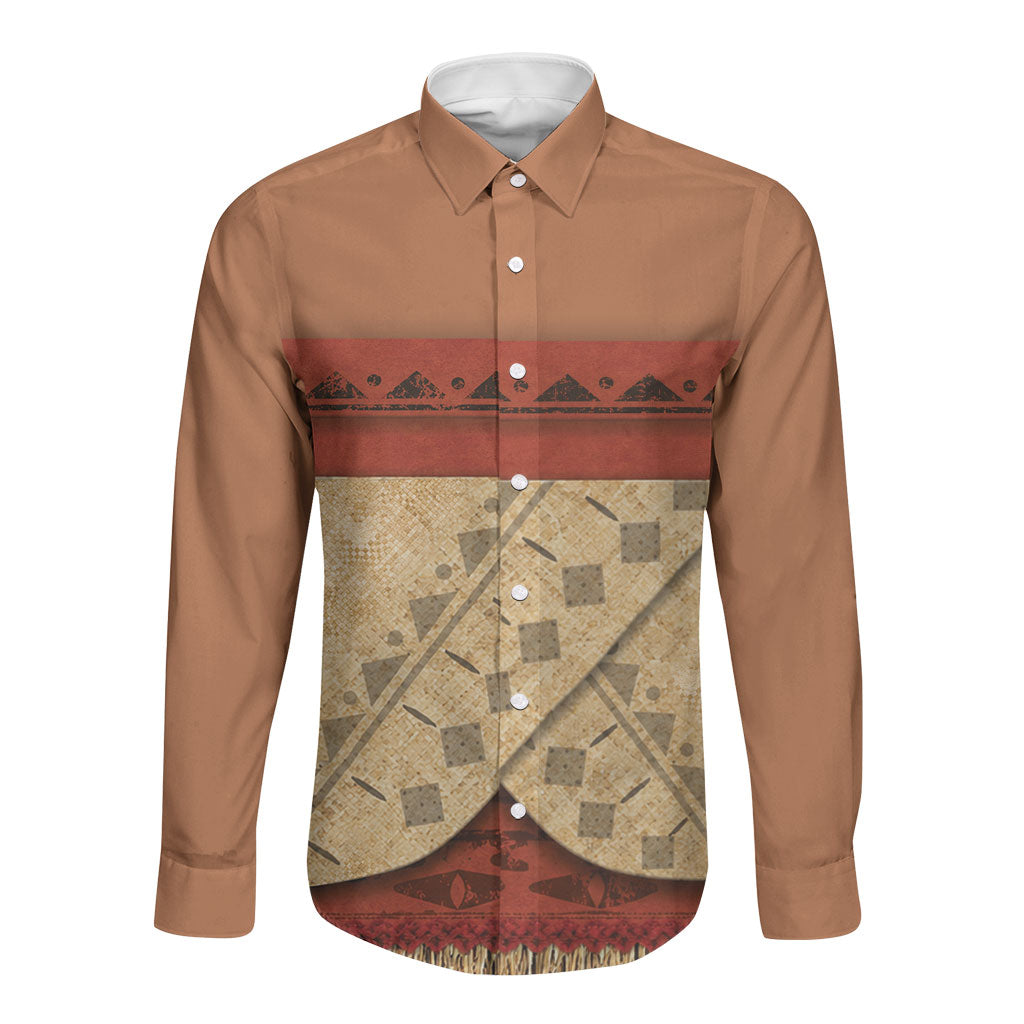 Island Elder Inspired Costume Long Sleeve Button Shirt Polynesian Tribal Pattern LT05 Unisex Multicolor - Polynesian Pride