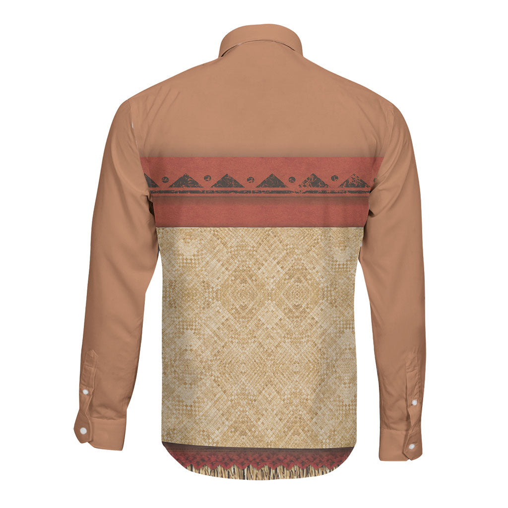 Island Elder Inspired Costume Long Sleeve Button Shirt Polynesian Tribal Pattern LT05 - Polynesian Pride