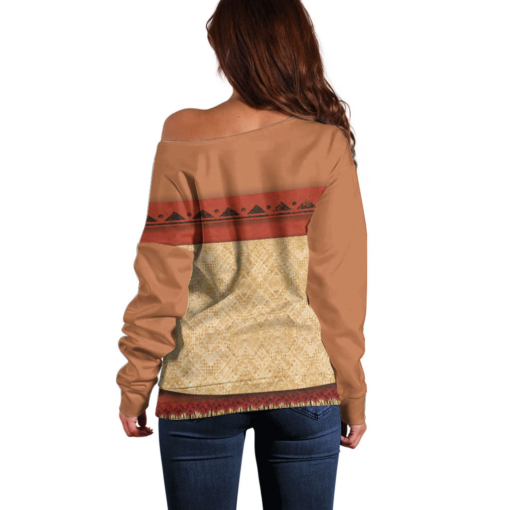 Island Elder Inspired Costume Off Shoulder Sweater Polynesian Tribal Pattern LT05 - Polynesian Pride