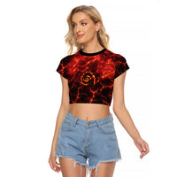 Lava Monster Costume Raglan Cropped T Shirt Fiery Lava Spiral LT05 Female Red - Polynesian Pride