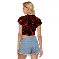 Lava Monster Costume Raglan Cropped T Shirt Fiery Lava Spiral LT05 - Polynesian Pride