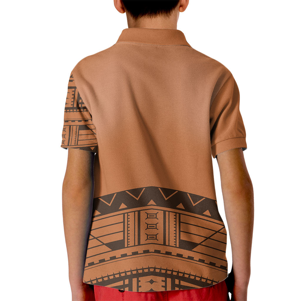 Polynesian Chief Inspired Costume Kid Polo Shirt Tribal Pattern With Tooth Necklace LT05 - Polynesian Pride