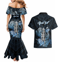 Personalised Polynesia Go Surfing Couples Matching Mermaid Dress and Hawaiian Shirt The Pacific Wave Of Water LT05 - Polynesian Pride