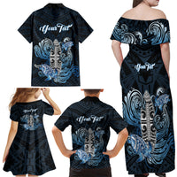 Personalised Polynesia Go Surfing Family Matching Off Shoulder Maxi Dress and Hawaiian Shirt The Pacific Wave Of Water LT05 - Polynesian Pride