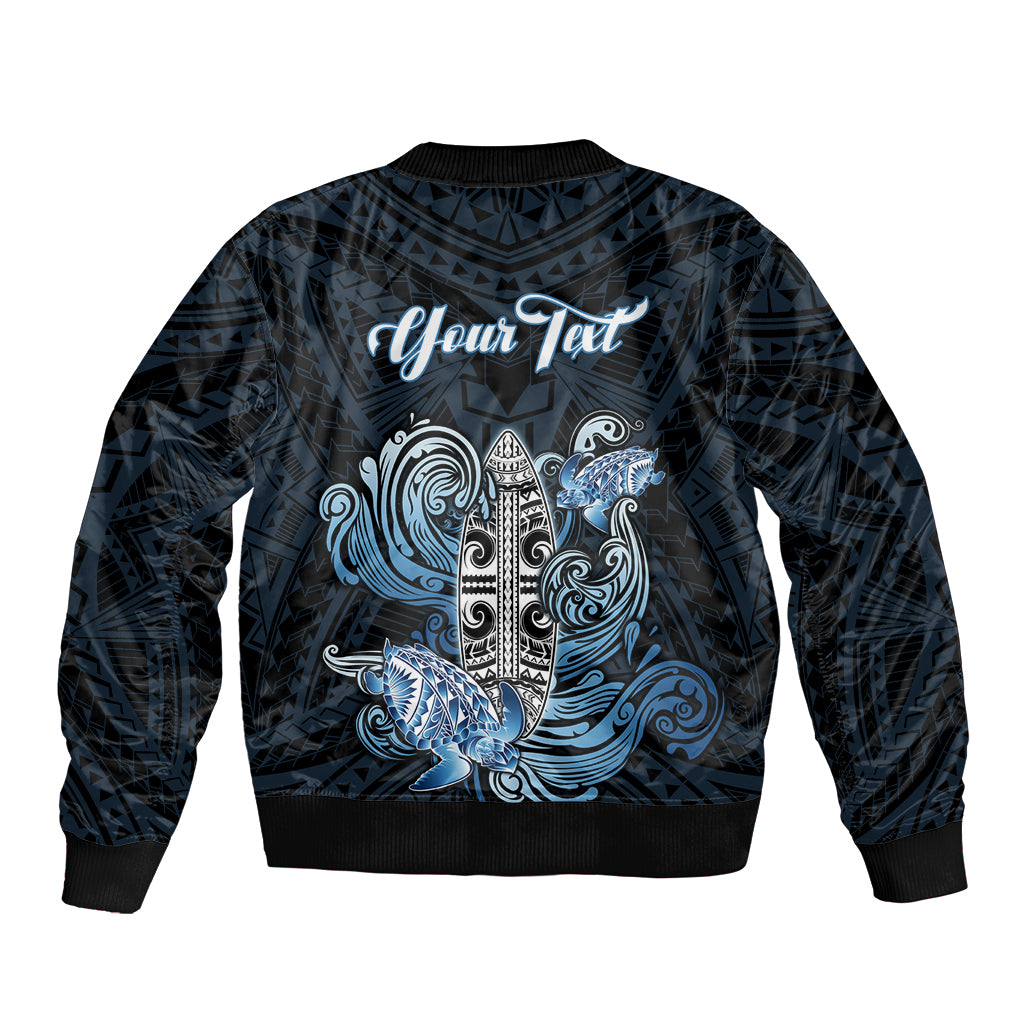 Personalised Polynesia Go Surfing Sleeve Zip Bomber Jacket The Pacific Wave Of Water LT05 - Polynesian Pride