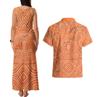 Personalised Lapita Culture Couples Matching Tank Maxi Dress and Hawaiian Shirt Iconic Double Face Pattern LT05 - Polynesian Pride