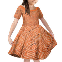 Personalised Lapita Culture Family Matching Tank Maxi Dress and Hawaiian Shirt Iconic Double Face Pattern LT05 Daughter's Dress Brown - Polynesian Pride