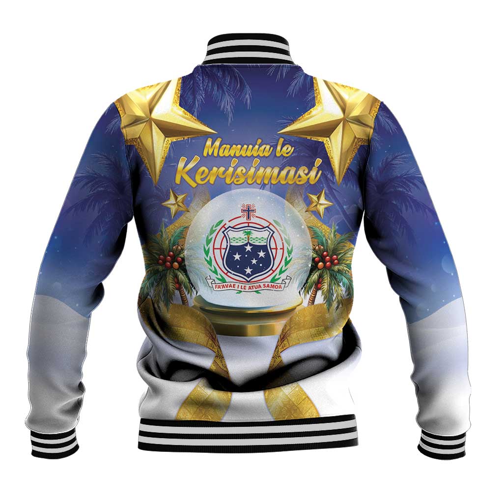 Samoa Christmas Baseball Jacket Snow Globe With Samoan Santa - Polynesian Pride