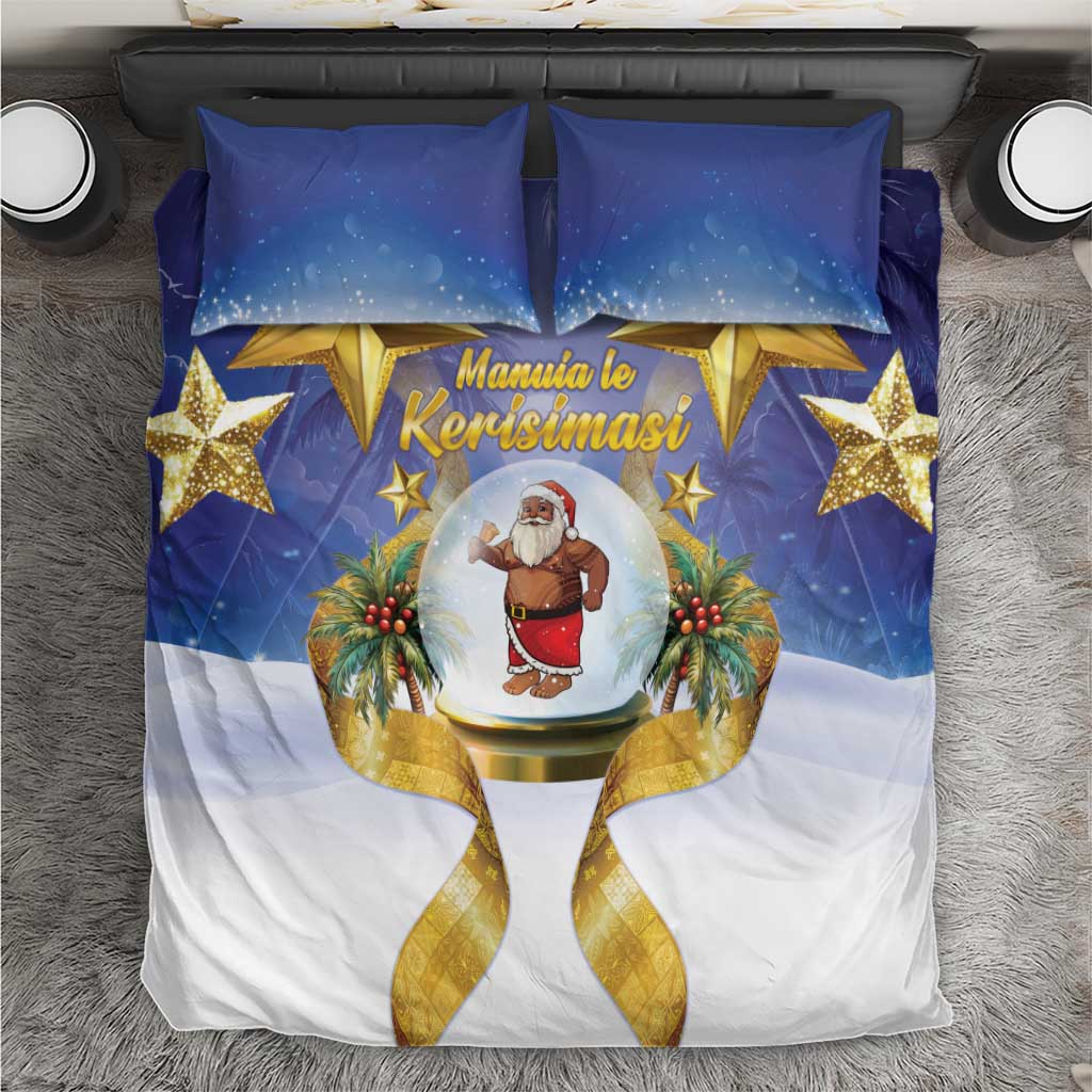 Samoa Christmas Bedding Set Snow Globe With Samoan Santa - Polynesian Pride