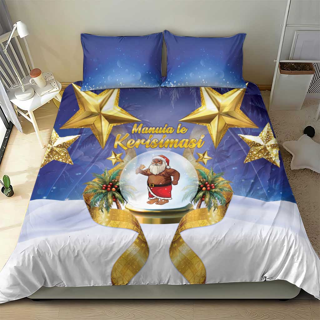 Samoa Christmas Bedding Set Snow Globe With Samoan Santa - Polynesian Pride