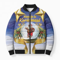 Samoa Christmas Bomber Puffer Jacket Snow Globe With Samoan Santa - Polynesian Pride