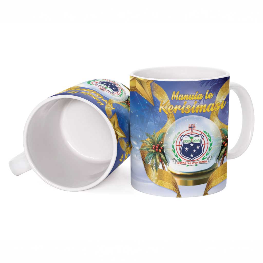 Samoa Christmas Ceramic Mug Snow Globe With Samoan Santa - Polynesian Pride