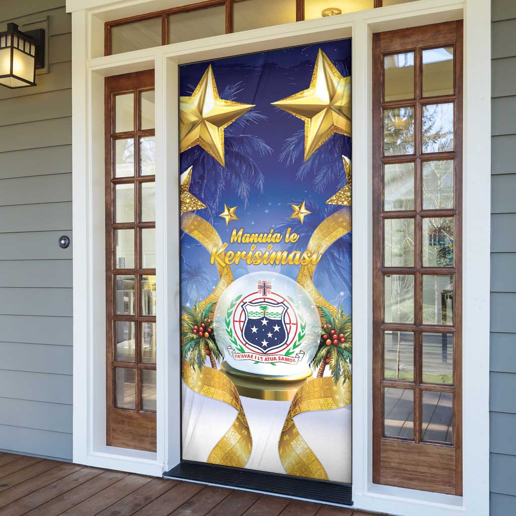Samoa Christmas Door Cover Snow Globe With Samoan Santa - Polynesian Pride
