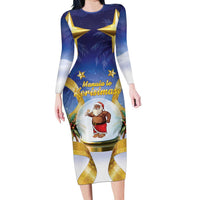 Samoa Christmas Family Matching Long Sleeve Bodycon Dress and Hawaiian Shirt Snow Globe With Samoan Santa - Polynesian Pride
