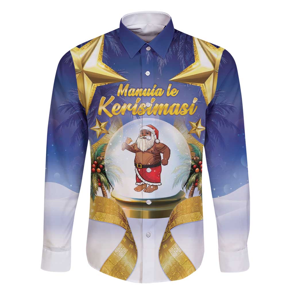 Samoa Christmas Family Matching Short Sleeve Bodycon Dress and Hawaiian Shirt Snow Globe With Samoan Santa - Polynesian Pride