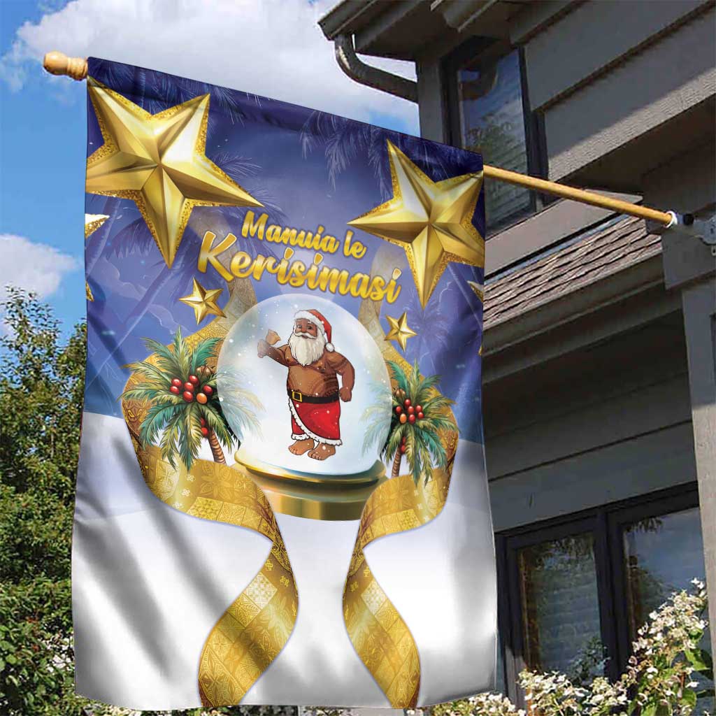 Samoa Christmas Garden Flag Snow Globe With Samoan Santa - Polynesian Pride