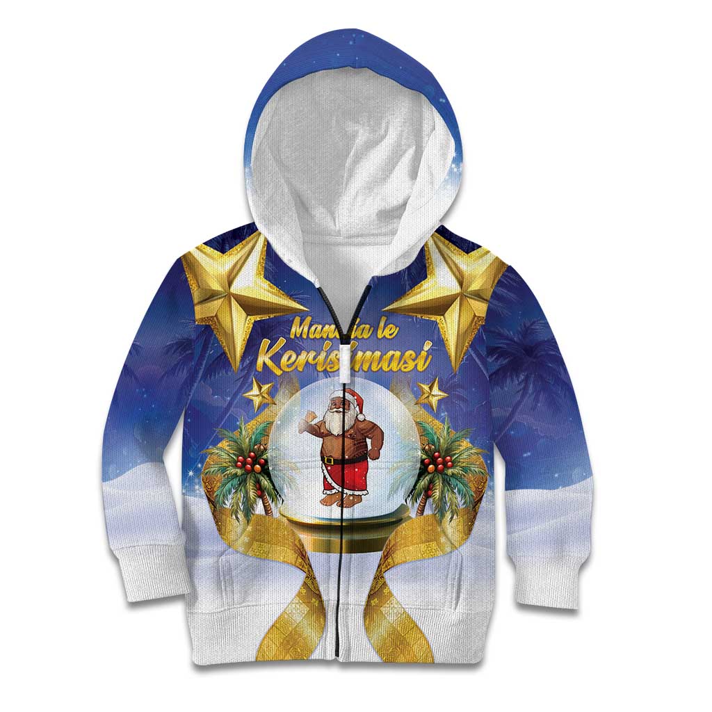 Samoa Christmas Kid Hoodie Snow Globe With Samoan Santa - Polynesian Pride